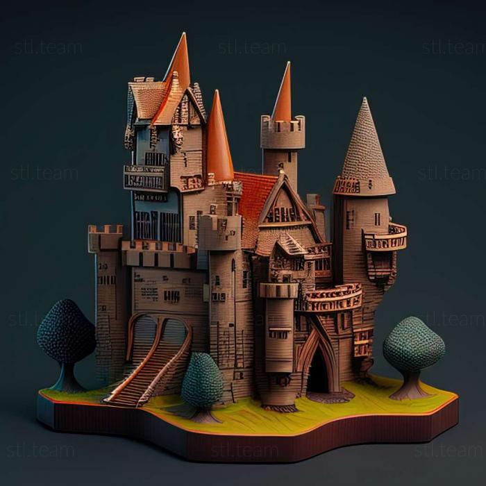 3D model Retro Pixel Castles game (STL)